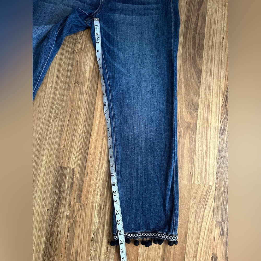 Judy Blu Straight Fit Cropped Jeans Pum Pum Trim Size 7/28 - Picture 7 of 11